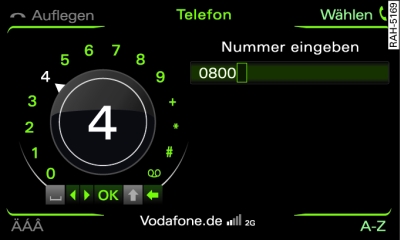 Telefonnummer über den Zahlen-Speller eingeben